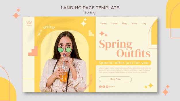 Modelo de página de destino de primavera de moda minimalista