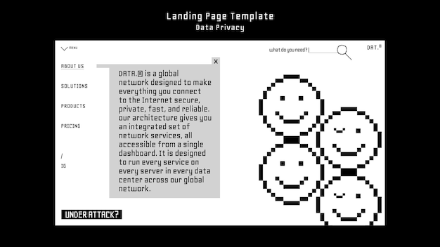 Modelo de página de destino de privacidade de dados de design plano