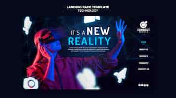 PSD grátis modelo de página de destino de realidade virtual futurista