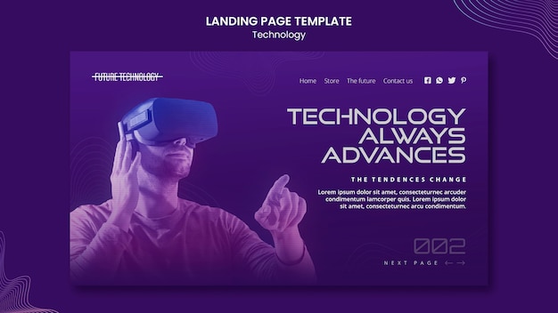 Modelo de página de destino de realidade virtual