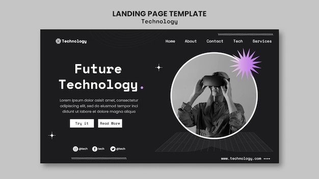 PSD grátis modelo de página de destino de tecnologia do futuro