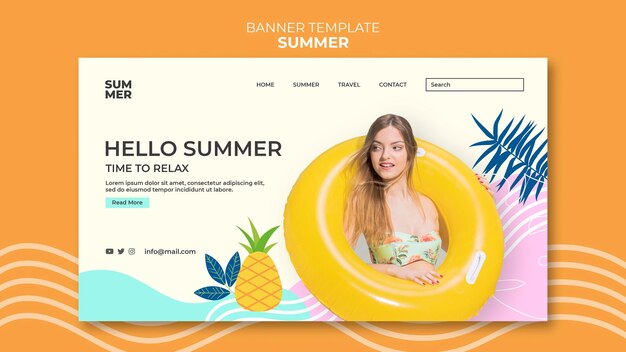 Modelo de página de destino de verão