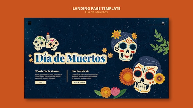 PSD grátis modelo de página de destino dia de muertos