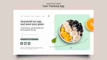 PSD grátis modelo de página de destino do aplicativo de rastreamento de metas
