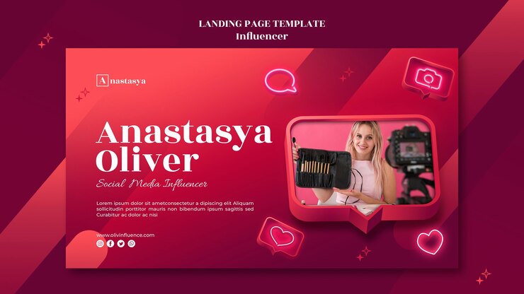 PSD grátis modelo de página de destino do conceito de influenciador