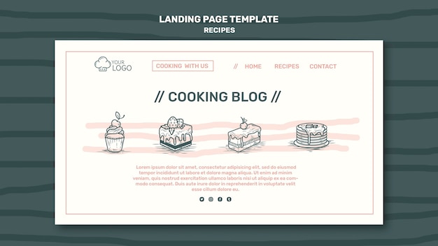PSD grátis modelo de página de destino do conceito de receitas