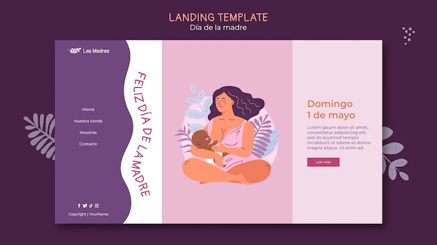 PSD grátis modelo de página de destino do dia das mães em espanhol