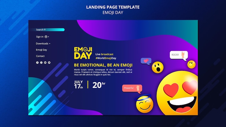 PSD grátis modelo de página de destino do dia de emoji