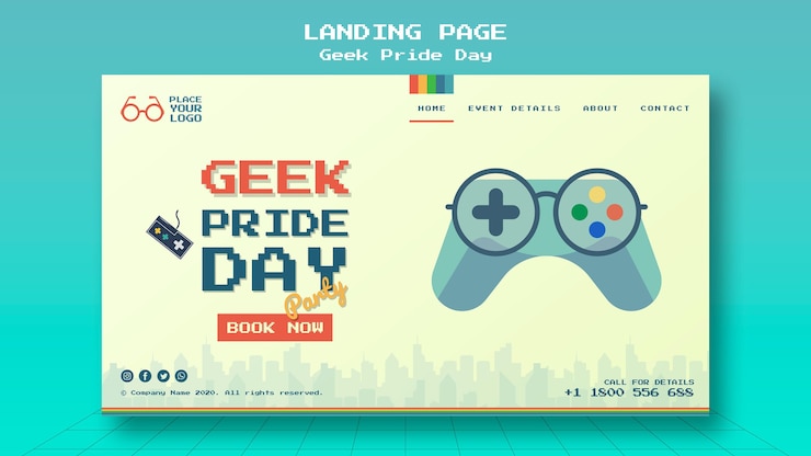 PSD grátis modelo de página de destino do dia do orgulho geek