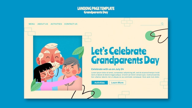 Modelo de página de destino do dia dos avós com design orgânico