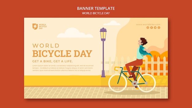 PSD grátis modelo de página de destino do dia mundial da bicicleta de design plano