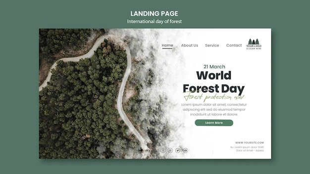Modelo de página de destino do Dia Mundial da Floresta
