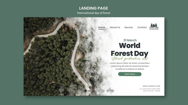 Modelo de página de destino do Dia Mundial da Floresta