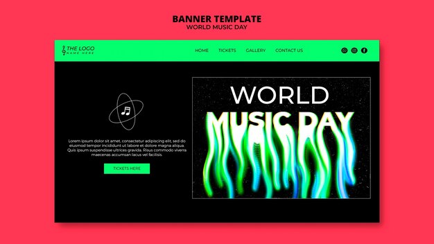 Modelo de página de destino do dia mundial da música