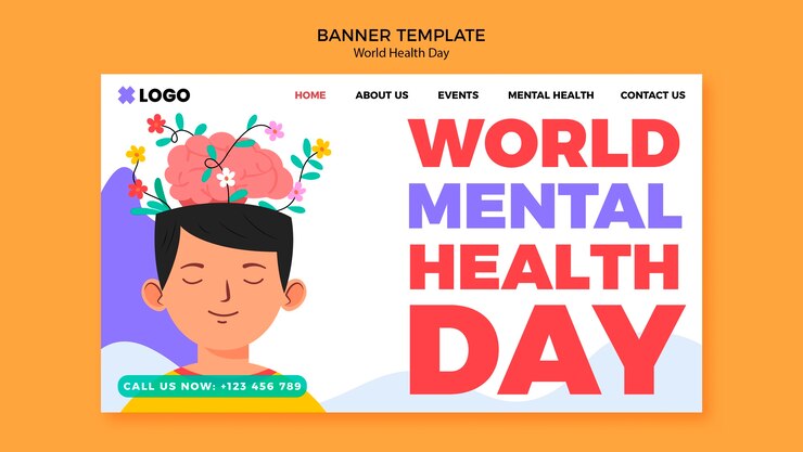 PSD grátis modelo de página de destino do dia mundial da saúde mental