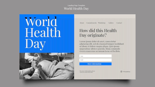 Modelo de página de destino do dia mundial da saúde