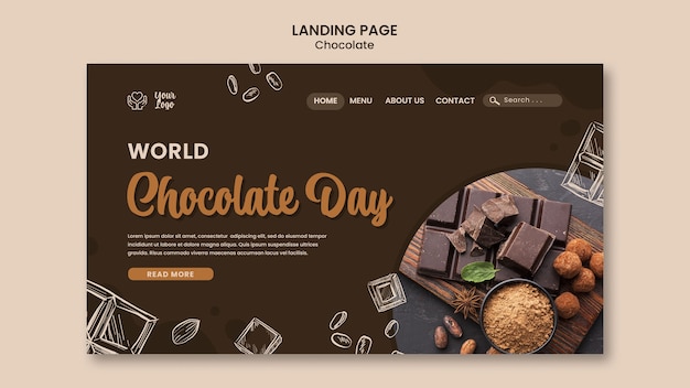PSD grátis modelo de página de destino do dia mundial do chocolate