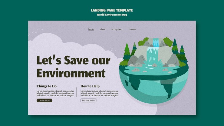 PSD grátis modelo de página de destino do dia mundial do meio ambiente
