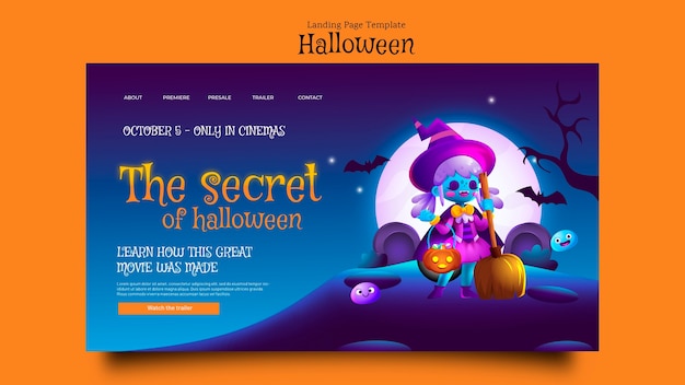 PSD grátis modelo de página de destino do evento secreto de halloween