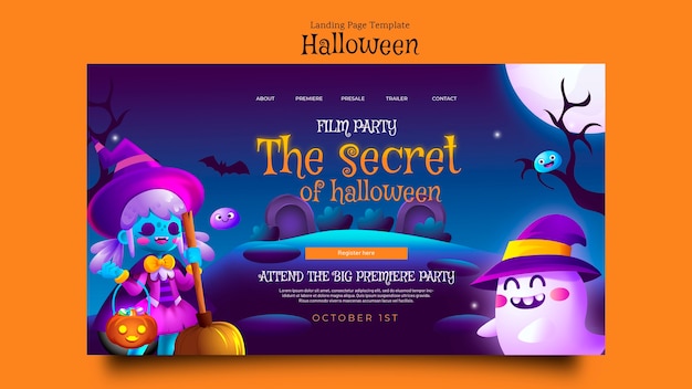 PSD grátis modelo de página de destino do evento secreto de halloween