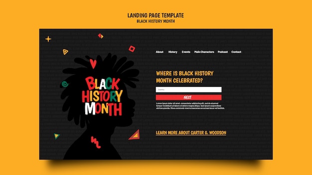 Modelo de página de destino do mês da história negra
