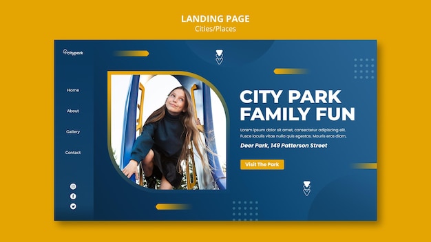 PSD grátis modelo de página de destino do parque da cidade