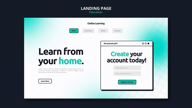 Modelo de página de destino escolar online