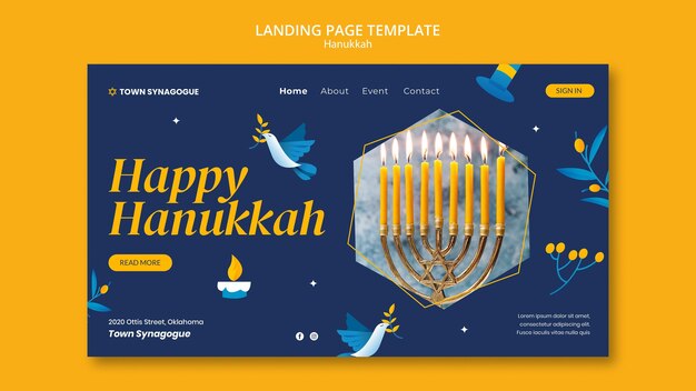 Modelo de página de destino festiva de hanukkah