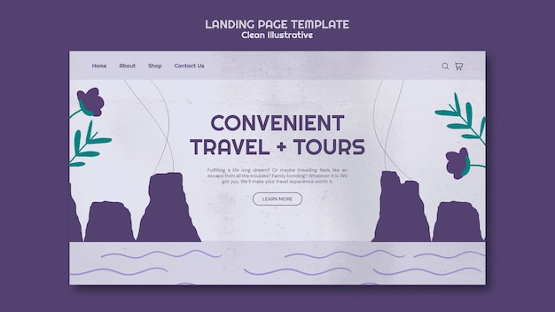 Modelo de página de destino ilustrativo e limpo