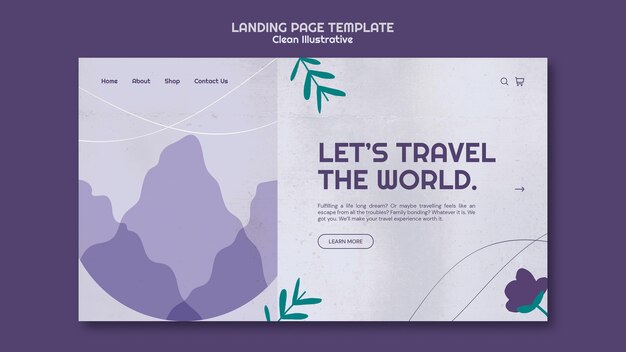 Modelo de página de destino ilustrativo e limpo