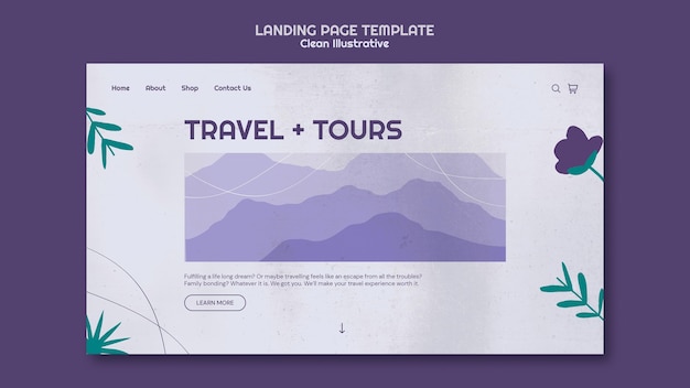 Modelo de página de destino ilustrativo e limpo