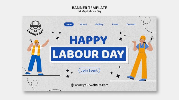 Modelo de página de destino para celebração do dia do trabalho
