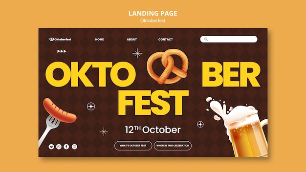 PSD grátis modelo de página de destino para celebração do festival de cerveja oktoberfest