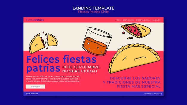 PSD grátis modelo de página de destino para celebrações de fiestas patrias chile
