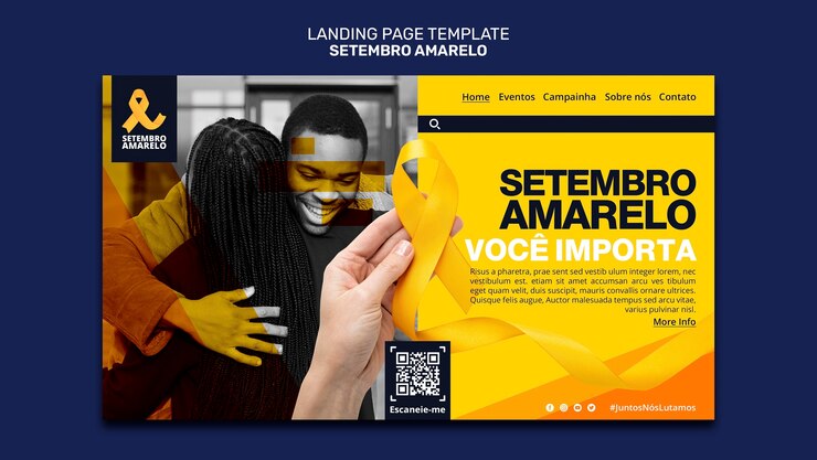 PSD grátis modelo de página de destino para conscientização do mês brasileiro de prevenção do suicídio
