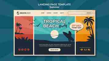 PSD grátis modelo de página de destino para festa de praia tropical