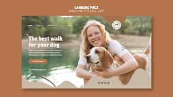 PSD grátis modelo de página de destino para o dia de passear com o cachorro