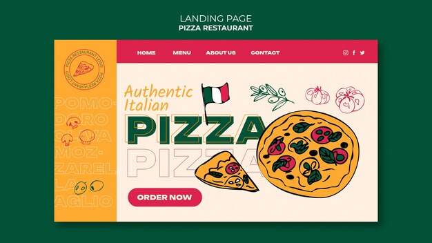 Modelo de página de destino para pizzaria italiana