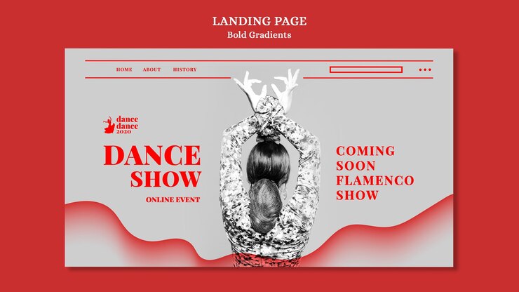 PSD grátis modelo de página de destino para show de flamenco com dançarina