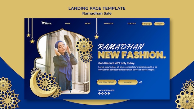 Modelo de página de destino para venda no ramadã