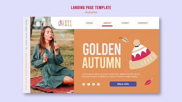 PSD grátis modelo de página de destino para vibrações e temporada de outono