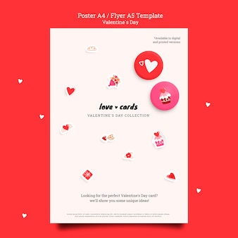 Modelo de panfleto a5 de cartões de amor para o dia dos namorados