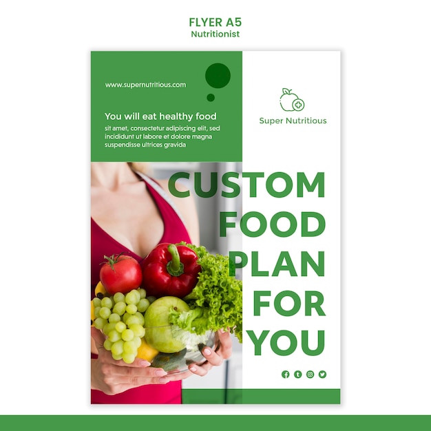 PSD grátis modelo de panfleto de anúncio nutricionista com foto