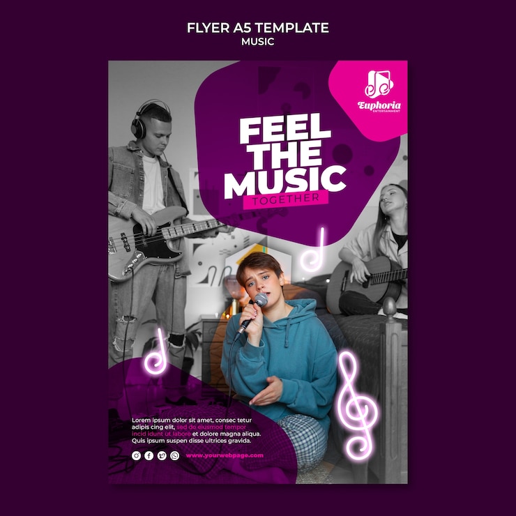 PSD grátis modelo de panfleto de apresentação musical