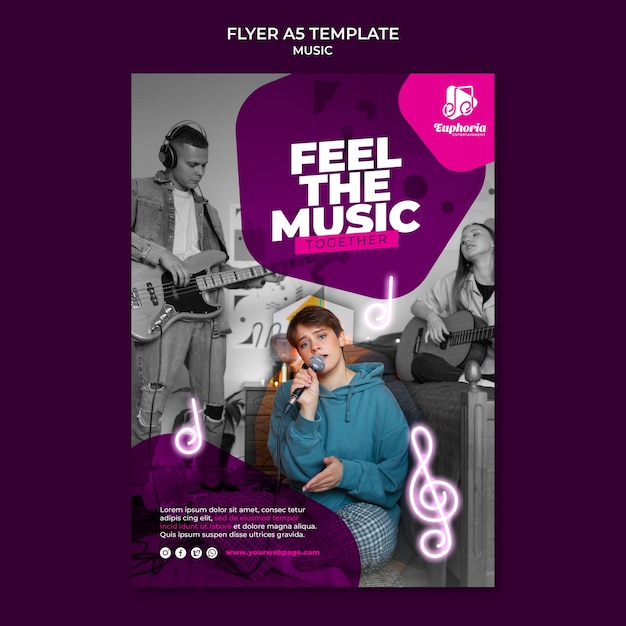 Modelo de panfleto de apresentação musical