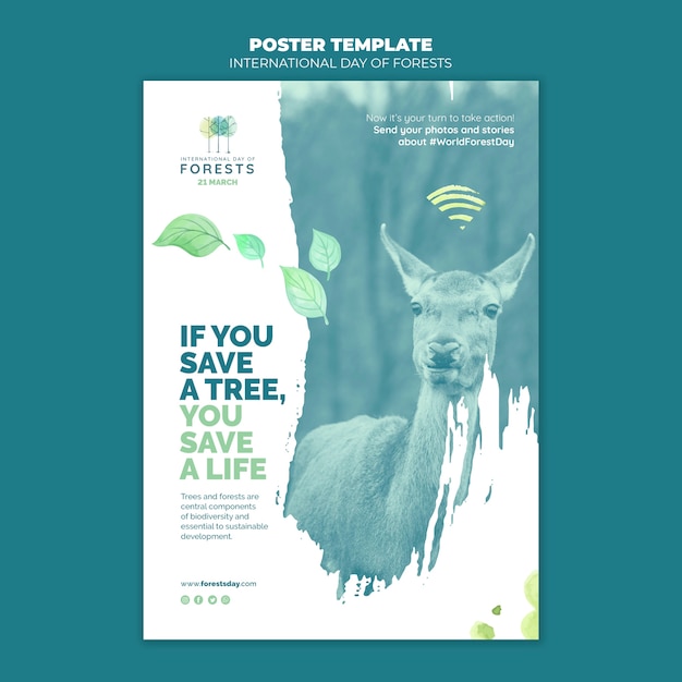 PSD grátis modelo de panfleto de dia de florestas criativas