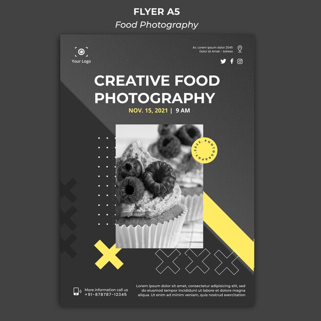 Modelo de panfleto de fotografia de comida