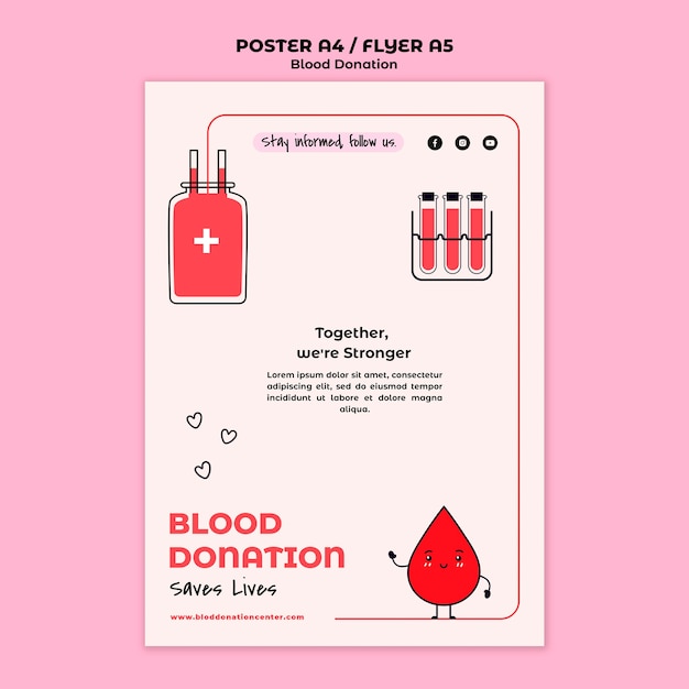 PSD grátis modelo de panfleto doando sangue