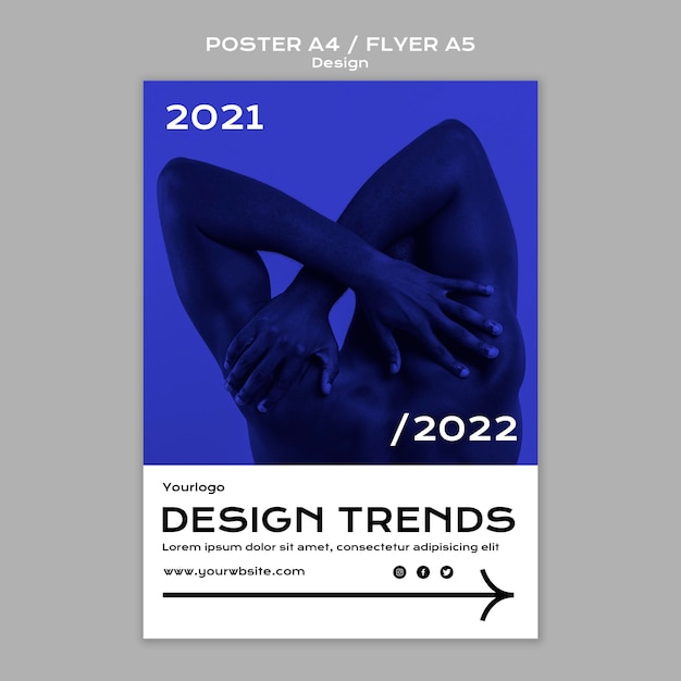 PSD grátis modelo de panfleto e pôster de tendências de design