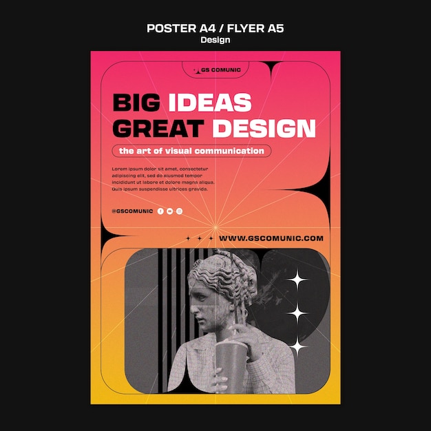 Modelo de panfleto vertical de profissão de design gráfico